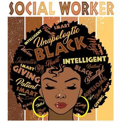 Melanin Social Worker Afro Hair Svg, Black History Month Svg