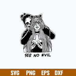 See No Evil Svg, Evil Svg, Halloween Svg, Skeleton Svg, Png Dxf Eps File