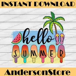 Hello Summer Png, Ice Cream Png,Watermelon Summer, Western Png, Summer Design,Digital Download, Sublimation transfers