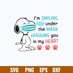 Snoopy I_m Smiling Under The Mask Hugging You In My Heart Svg, Png Dxf Eps File