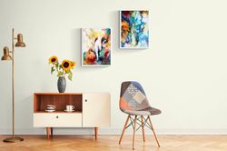 Boho Watercolor Prints of 2 Wall Art - digital file that you will download