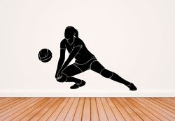 volleyball sticker, game of volleyball, girl with a ball, sports, gym sticker, wall sticker vinyl decal mural art decor