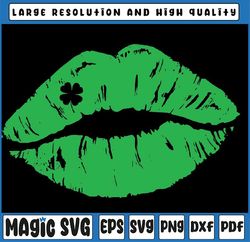 St Patricks Day Svg,Distressed Lips with Clover Svg, Kiss svg, St Patricks SVG, St. Patrick's Day, Digital Download