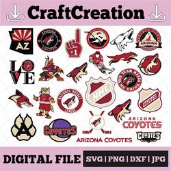 25 Files Arizona Coyotes Bundle SVG, dxf,png,eps, NHL svg, NHL svg, Arizona svg, Coyotes svg, hockey cricut, hockey svg,