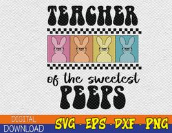 Retro Easter Teacher Cute Bunny Gift Teaching Lover Svg, Eps, Png, Dxf, Digital Download