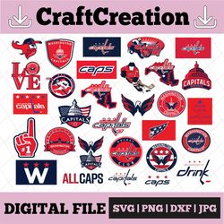 33 Files Washington Capitals Bundle Svg, Capitals Svg, NHL svg, NHL Svg, Hockey cricut, Cut File, Clipart   Cricut Explo
