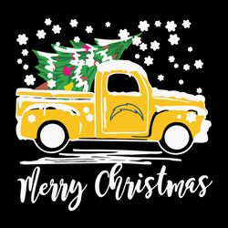 Vintage Car Carrying Christmas Tree Los Angeles Chargers Merry Christmas ,NFL Svg, Football Svg, Cricut File, Svg