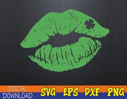 Green Shamrock Lips Kiss St Patricks Day Irish Svg, Eps, Png, Dxf, Digital Download