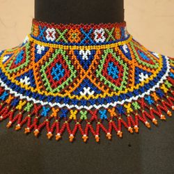Wide beaded necklace collar embroidery for women A gift for her