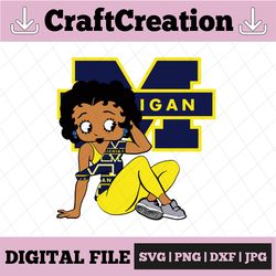 Betty Boop With Michigan Wolverines PNG File, NCAA png, Sublimation ready, png files for sublimation