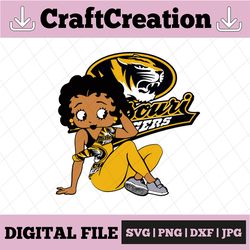 Betty Boop With Missouri Tigers PNG File, NCAA png, Sublimation ready, png files for sublimation,printing DTG