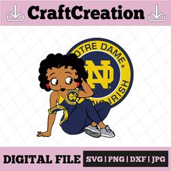 Betty Boop With Notre Dame irish PNG File, NCAA png, Sublimation ready, png files for sublimation,printing DTG printing