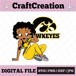 Betty Boop With Iowa Hawkeyes Football PNG File, NCAA png, Sublimation ready, png files for sublimation,printing DTG pri