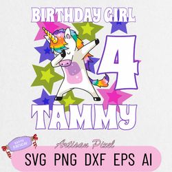 Birthday Unicorn Svg, Custom Family Matching Svg, Kids Party Svg, Personalized Name and Age Svg