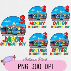 Tayo Little Bus Birthday Png, Custom Family Matching Png, Kids Party Png, Personalized Name and Age Png