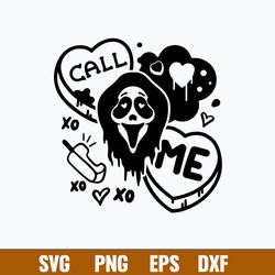 Call Me Svg, Candy Hearts Funny Svg, Scream Svg, Horror Valentines Day Svg, Png Dxf Eps File