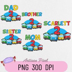 Tayo Little Bus Birthday Png, Custom Family Matching Png, Kids Party Png, Personalized Name and Age Png