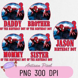 Spiderman Birthday Png, Custom Family Matching Png, Kids Party Png, Personalized Name and Age Png