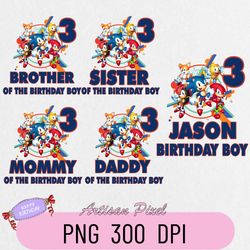 Sonic Birthday Png, Custom Family Matching Png, Kids Party Png, Personalized Name and Age Png