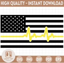 911 Dispatcher Thin Gold Line Flag, dispatcher heart beat flag svg pdf png cutting files for silhouette or cricut