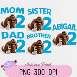 Secret Life of Pets Birthday Png, Custom Family Matching Png, Kids Party Png, Personalized Name and Age Png
