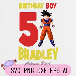 Dragon Ball Z Birthday Png, Custom Family Matching Png, Kids Party Png, Personalized Name and Age Png
