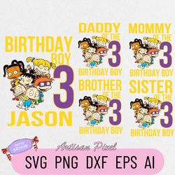 Rugat Birthday Svg, Custom Family Matching Svg, Kids Party Svg, Personalized Name and Age Svg