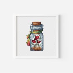 Cross Stitch Pattern Mushroom, Potion Bottle Counted Cross Stitch Pattern, Gifts for Witches, Fall Decor Chart PDF Insta