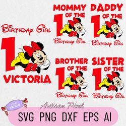 Mickey Birthday Svg, Custom Family Matching Svg, Kids Party Svg, Personalized Name and Age Svg