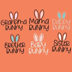 Bunny Family Bundle SVG PNG, Family Svg, Bunny Ears, Grandma Svg