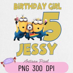 Minions Birthday Png, Custom Family Matching Png, Kids Party Png, Personalized Name and Age Png