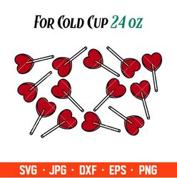 Heart Lollipop Ful Wrap Svg, Starbucks Svg, Coffee Ring Svg, Cold Cup Svg, Cricut, Silhouette Vector Cut File