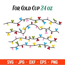 Christmas Light Full Wrap Svg, Starbucks Svg, Coffee Ring Svg, Cold Cup Svg, Cricut, Silhouette Vector Cut File
