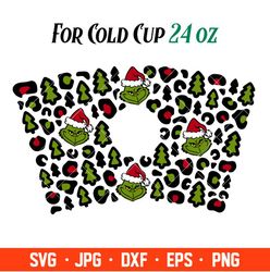 Christmas Leopard Full Wrap Svg, Starbucks Svg, Coffee Ring Svg, Cold Cup Svg, Cricut, Silhouette Vector Cut File