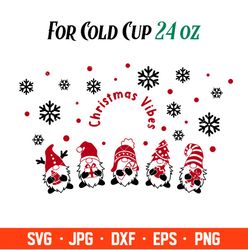 Christmas Gnomes Full Wrap Svg, Christmas Vibes Svg, Starbucks Svg, Cold Cup Svg, Cricut, Silhouette Vector Cut File