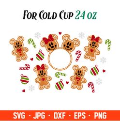 Christmas Gingerbread Mickey & Minnie Full Wrap Svg, Starbucks Svg, Coffee Ring Svg, Cold Cup Svg, Cricut, Silhouette