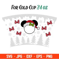 Christmas Red Bow Minnie Mouse Full Wrap Svg, Starbucks Svg, Coffee Ring Svg, Cold Cup Svg, Cricut, Silhouette
