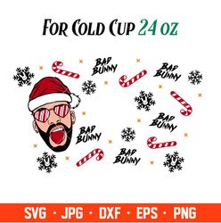 Bad Bunny Christmas Full Wrap Svg, Starbucks Svg, Coffee Ring Svg, Cold Cup Svg, Cricut, Silhouette Vector Cut File