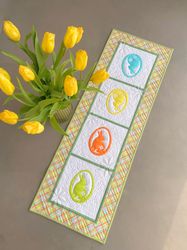 Easter Table Runner, Easter Eggs Tablecloth, Easter Pastel Centerpiece, Easter Sideboard Decor, Spring Home Decor