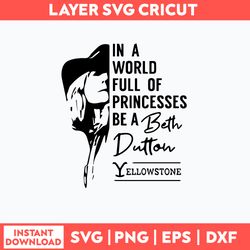 In A world Full Of Princesses Be A Beth Dutton Yellowstone Svg, Yellowstone Svg, Png Dxf Eps File