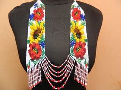 Statement necklace Sunflower necklace Wildflower necklace Beaded necklace Flower necklace Seed bead jewelry