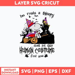 I_m Realy A Snoopy Don_t Let This Human Costume Fool you Svg, Snoopy Halloween Svg, Png Dxf Eps File