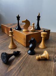 1960s Vintage wooden chess USSR board 37x37cm Soviet Chess