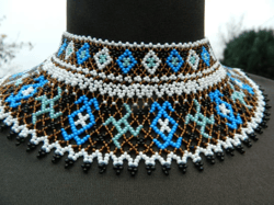 Ukrainian brown beaded necklace-collar embroidered shirt Tribal necklace huichol necklace Boho necklace colored necklace