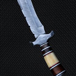 13 inches Damascus Steel Handmade Bowei Knife Wood and Micarta Handle