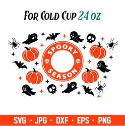 Spooky Season Full Wrap, Starbucks Svg, Coffee Ring Svg, Cold Cup Svg, Cricut, Silhouette Vector Cut File