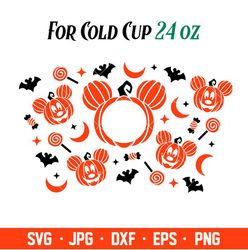 Halloween Pumpkin Mickey Mouse Full Wrap Svg, Starbucks Svg, Coffee Ring Svg, Cold Cup Svg, Cricut, Silhouette Vector Cu