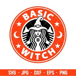 Basic Witch Svg, Halloween Svg, Starbucks Coffee ring Svg, Witch Svg, Cricut, Silhouette Cut File