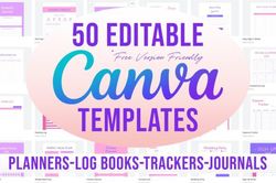50 Editable Canva Templates 6x9 for KDP ,Income & Expenses Log Habit Tracker , Meeting Notes , Wedding Contacts and more