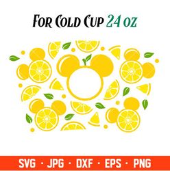 Lemon Mickey Mouse Full Wrap Svg, Starbucks Svg, Coffee Ring Svg, Cold Cup Svg, Cricut, Silhouette Vector Cut File